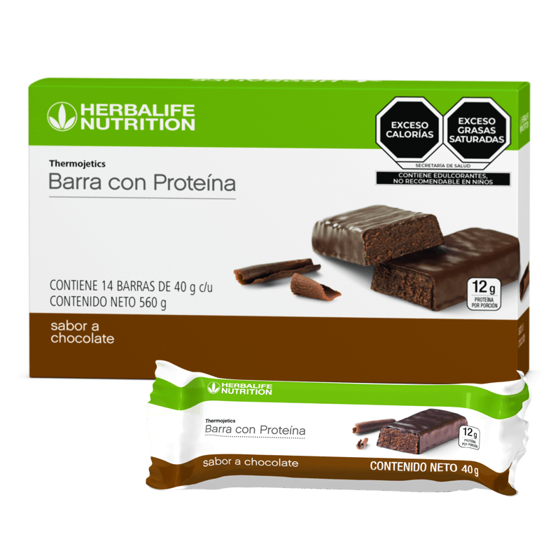 Barras de proteínas de lujo de Herbalife con sabor a chocolate, 14 barras de 40 g cada una, contenido neto 560 g.