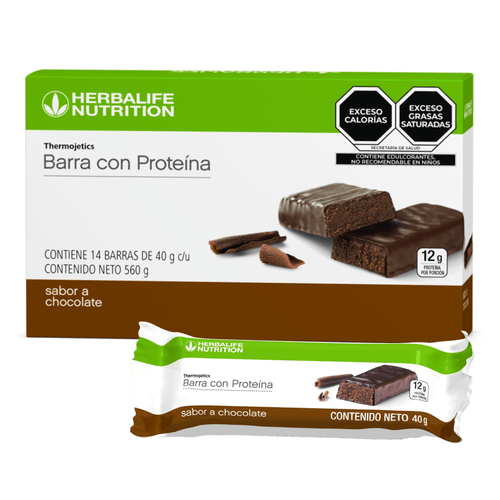 Barras de proteínas de lujo de Herbalife con sabor a chocolate, 14 barras de 40 g cada una, contenido neto 560 g.