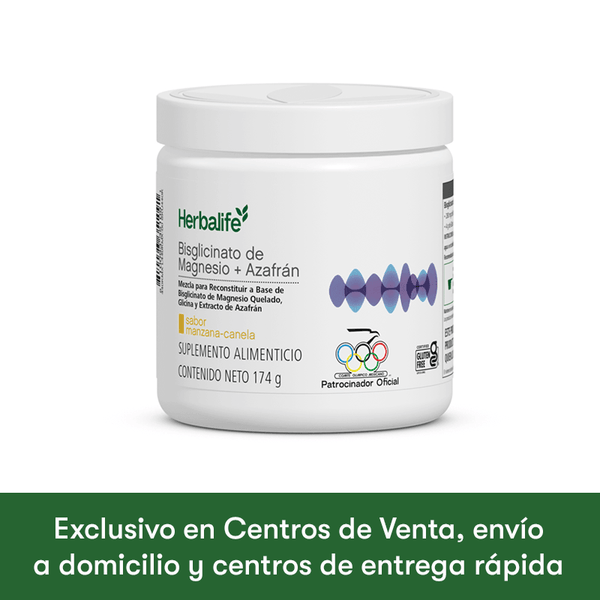Envase de Bisglicinato de Magnesio + Azafrán sabor manzana-canela, 174 g de suplemento alimenticio de Herbalife.
