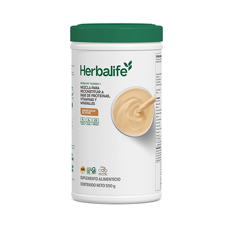 Herbalife Número 1 Agitar dulce de leche en polvo 550 g, mezcla de proteínas, vitaminas y minerales.