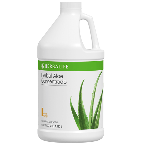 Concentrado de Aloe Herbal con Mango en botella de 1.892 L, bebida refrescante a base de Aloe Vera.