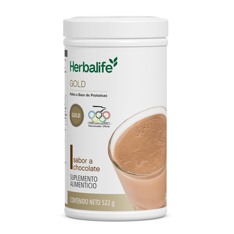 Herbalife GOLD sabor a chocolate en envase de 522 g, proteína en polvo para suplemento alimenticio.