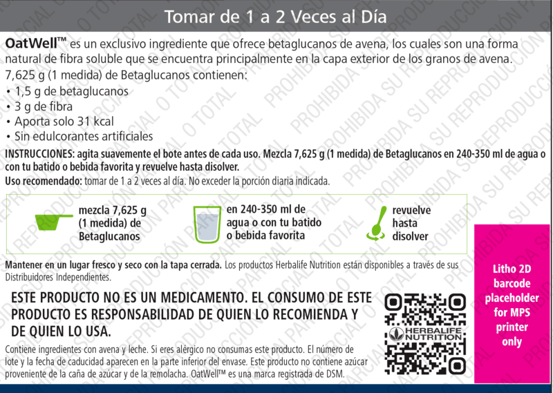 Herbalife Nutrition Betaglucanos información del producto e instrucciones de uso