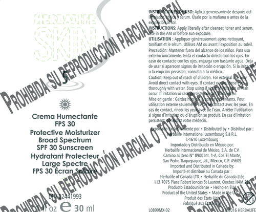 Herbalife SKIN Crema Humectante FPS 30, instrucciones de uso y protección solar UVA/UVB