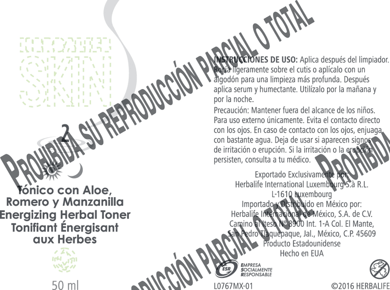 Información del Tónico Facial Energizante de Hierbas Herbalife SKIN
