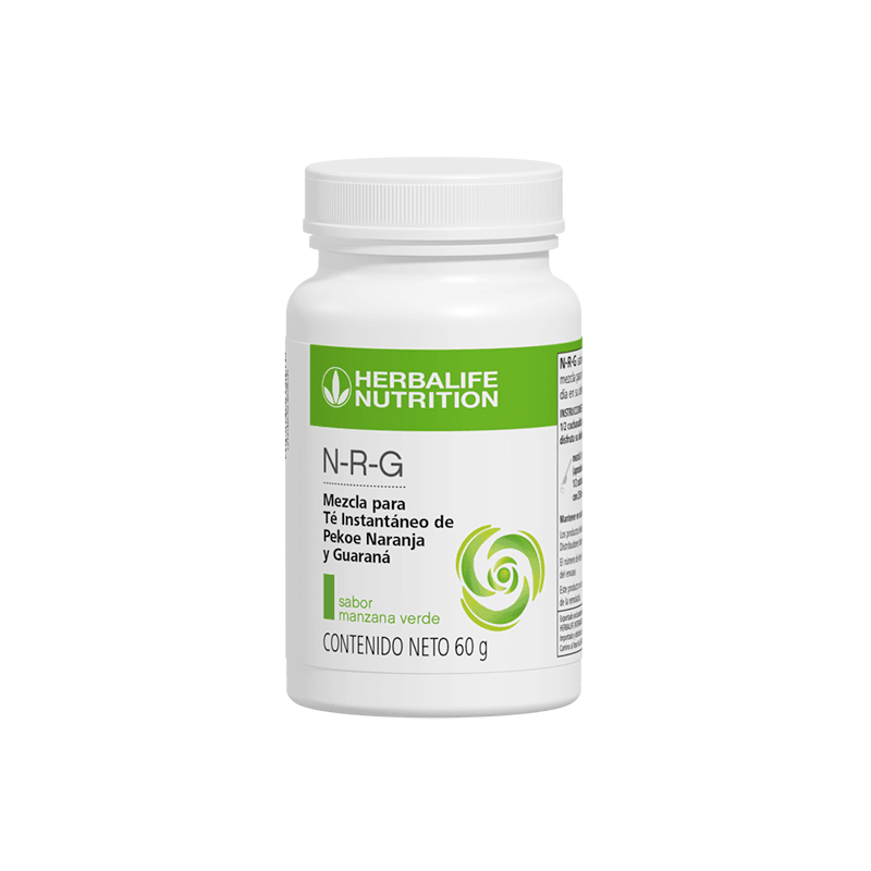 N-R-G té instantáneo de pekoe naranja y guaraná en polvo sabor manzana verde, 60 g, Herbalife Nutrition.