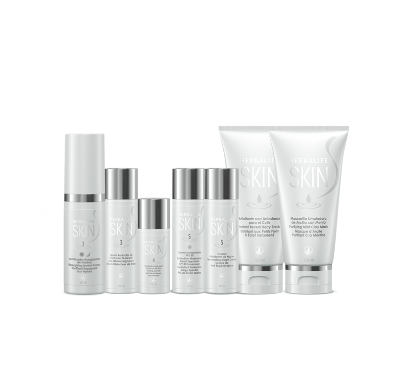 Programa Herbalife SKIN Avanzado para piel normal a seca con productos de limpieza, tonificación, hidratación y cuidado facial