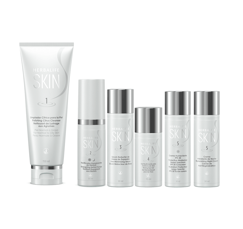 Programa Herbalife SKIN Intermedio para piel normal a grasa con productos para limpiar, tonificar, hidratar, afinar y reafirmar