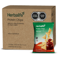 Protein Chips Barbecue packaging with BBQ flavor, 10 bags of 37g each, plant-based protein snack by Herbalife.