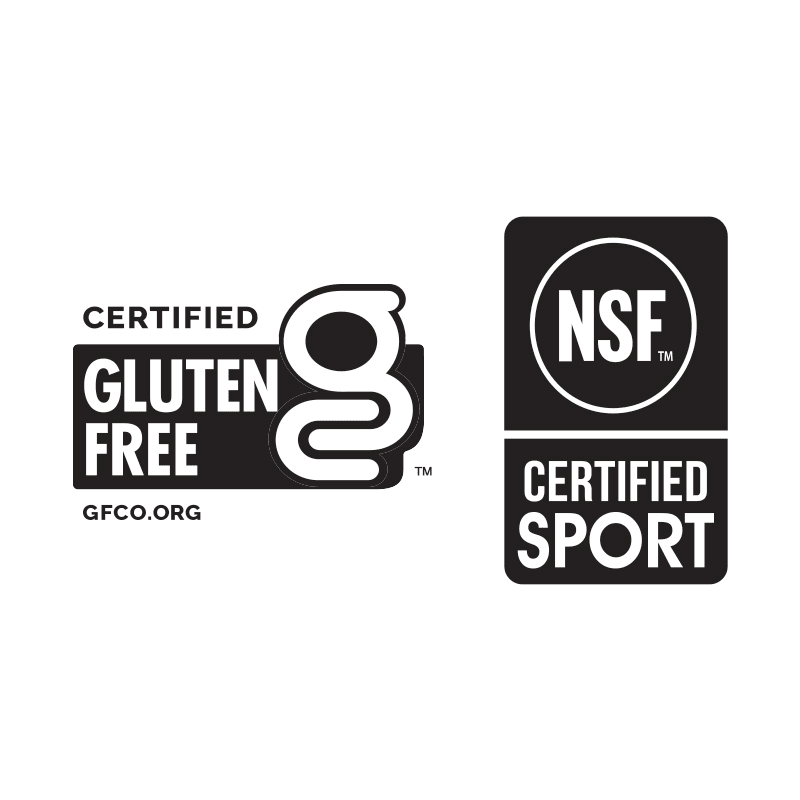 Certified Gluten Free and NSF Certified Sport logos for Herbalife24® Enhanced Protein Powder | 24g Protein Blend.